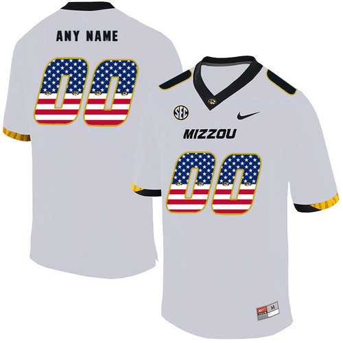 Men%27s Missouri Tigers Customized White USA Flag Nike College Football Jersey